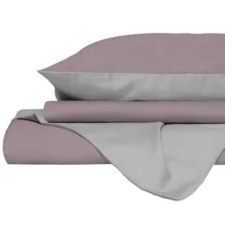 Parure copripiumino singola Natural double face rosa grigio Datex