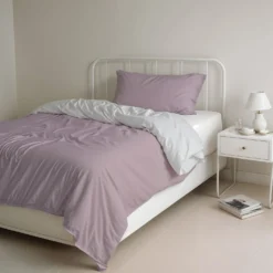 Parure copripiumino singola Natural double face rosa grigio Datex