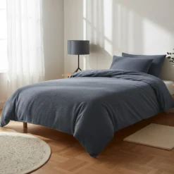 Parure copripiumino singolo blu jersey melange