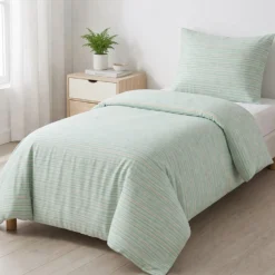 Parure copripiumino singolo cotone righe verde