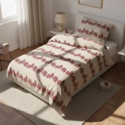 Parure copripiumino singolo geometrico bordeaux
