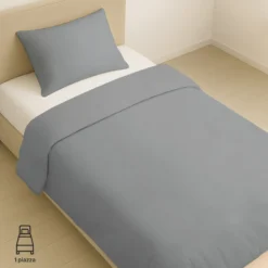 Parure copripiumino singolo grigio Jersey melange