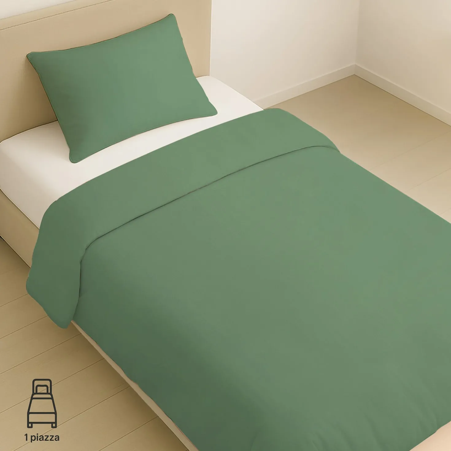 Parure copripiumino singolo verde Jersey melange