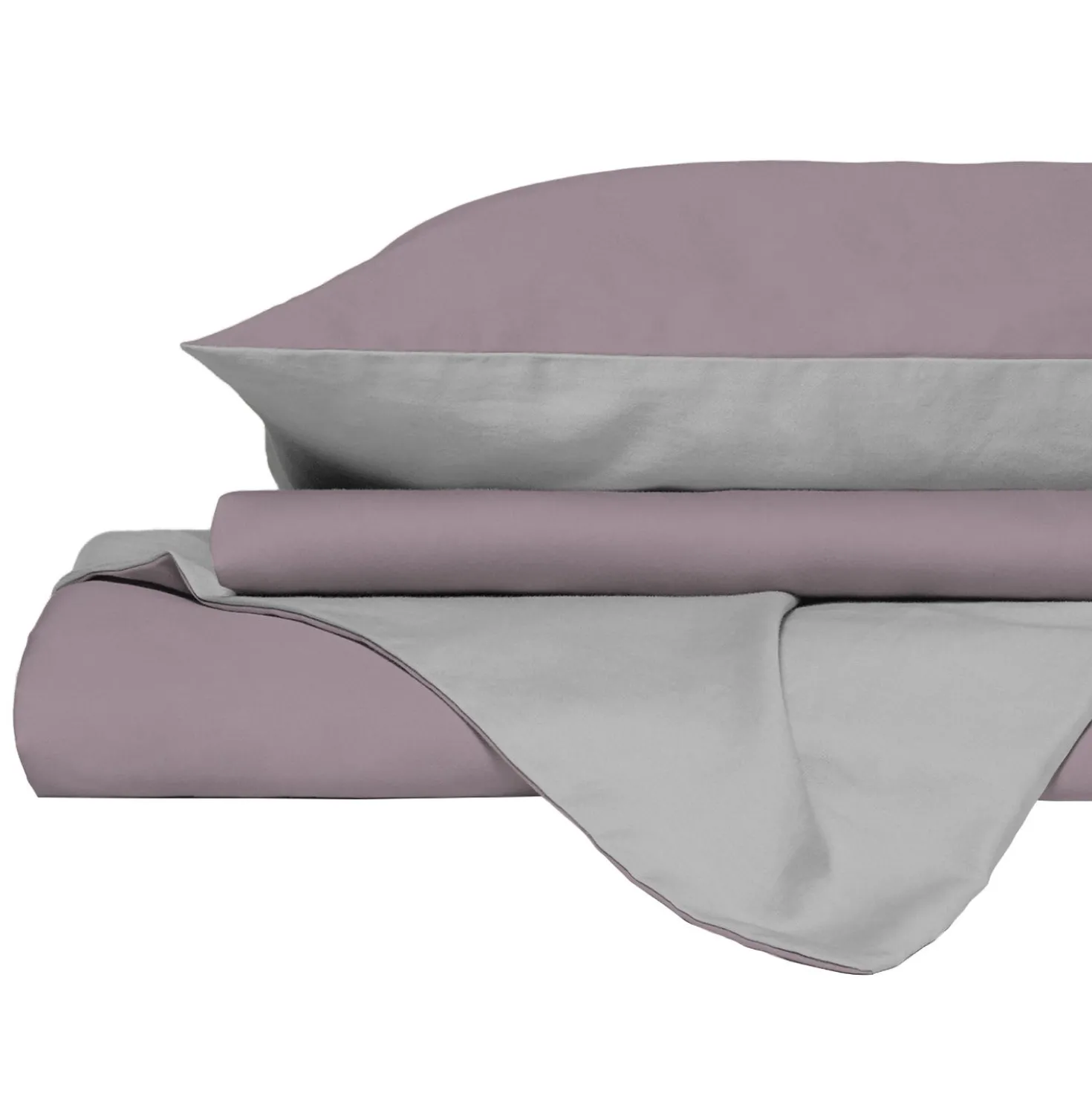 Parure copripiumino una piazza e mezza Natural double face rosa grigio Datex
