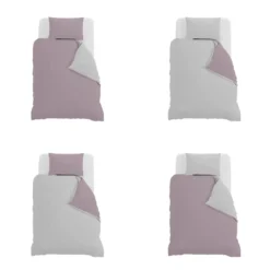 Parure copripiumino una piazza e mezza Natural double face rosa grigio Datex