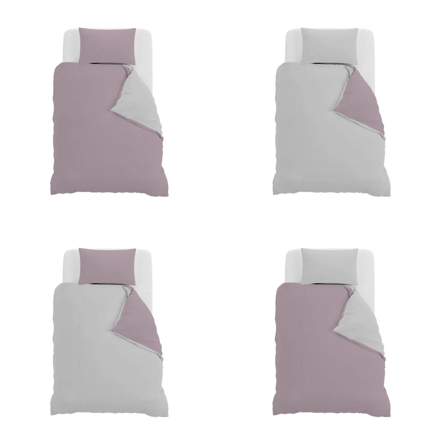 Parure copripiumino una piazza e mezza Natural double face rosa grigio Datex