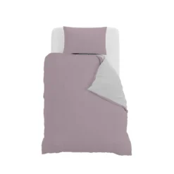 Parure copripiumino una piazza e mezza Natural double face rosa grigio Datex