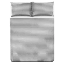 Parure letto matrimoniale righe grigio Young