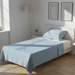 Parure letto singolo quadretti blu Young