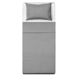 Parure letto singolo quadretti grigio Young