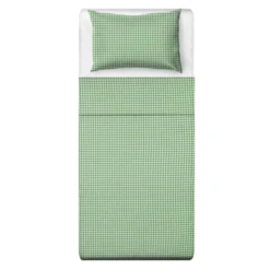 Parure letto singolo quadretti verde Young
