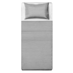 Parure letto singolo righe grigio Young