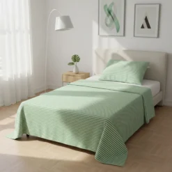 Parure letto singolo righe verde Young