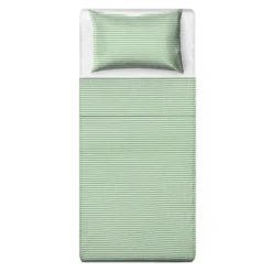 Parure letto singolo righe verde Young