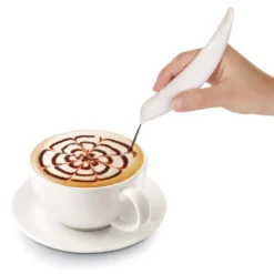 Penna decorativa per cappuccino e dolci bianca