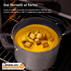 Pentola con coperchio da 22 cm in alluminio
