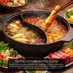 Pentola Hot Pot 30 cm con divisorio e coperchio