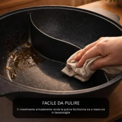Pentola Hot Pot 30 cm con divisorio e coperchio