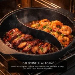 Pentola Hot Pot 30 cm con divisorio e coperchio