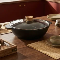 Pentola Hot Pot 30 cm con divisorio e coperchio