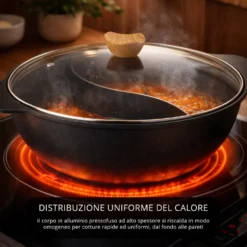 Pentola Hot Pot 30 cm con divisorio e coperchio