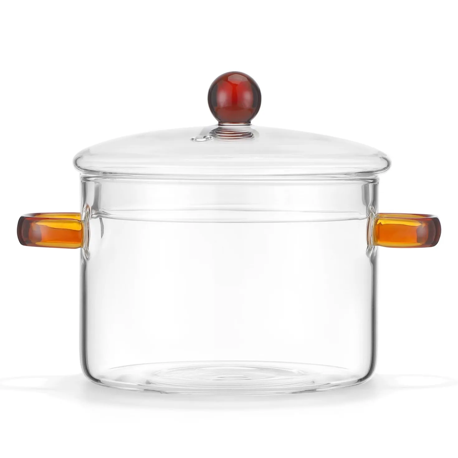 Pentola 2 L vetro borosilicato con coperchio manici ambra