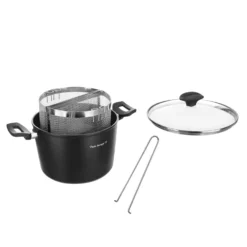 Pentola pasta 22 cm nera con 2 cestelli e coperchio