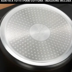 Pentola pasta 22 cm nera con 2 cestelli e coperchio