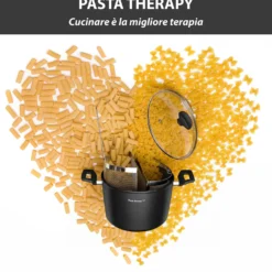 Pentola pasta 22 cm nera con 2 cestelli e coperchio