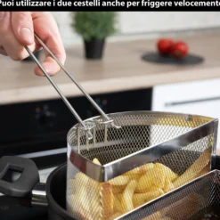 Pentola pasta 22 cm nera con 2 cestelli e coperchio