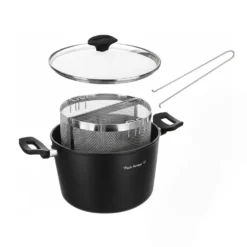 Pentola pasta 22 cm nera con 2 cestelli e coperchio