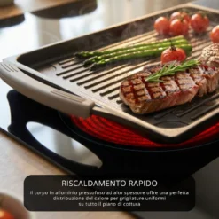 Piastra antiaderente 45x27 cm manici in silicone