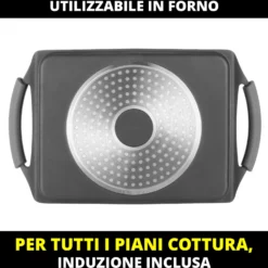 Piastra a vassoio 35x22 cm con manici grigi