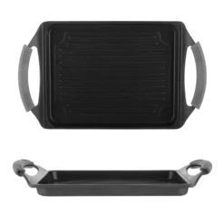 Piastra a vassoio 35x22 cm con manici grigi