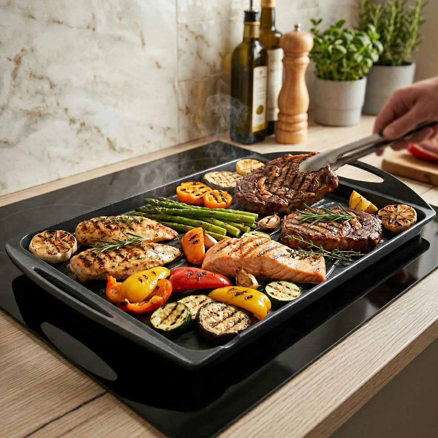 Piastra grill 42x26 cm con manici