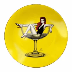 Piattino decorativo vetro 22 cm Cocktail giallo