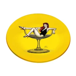 Piattino decorativo vetro 22 cm Cocktail giallo