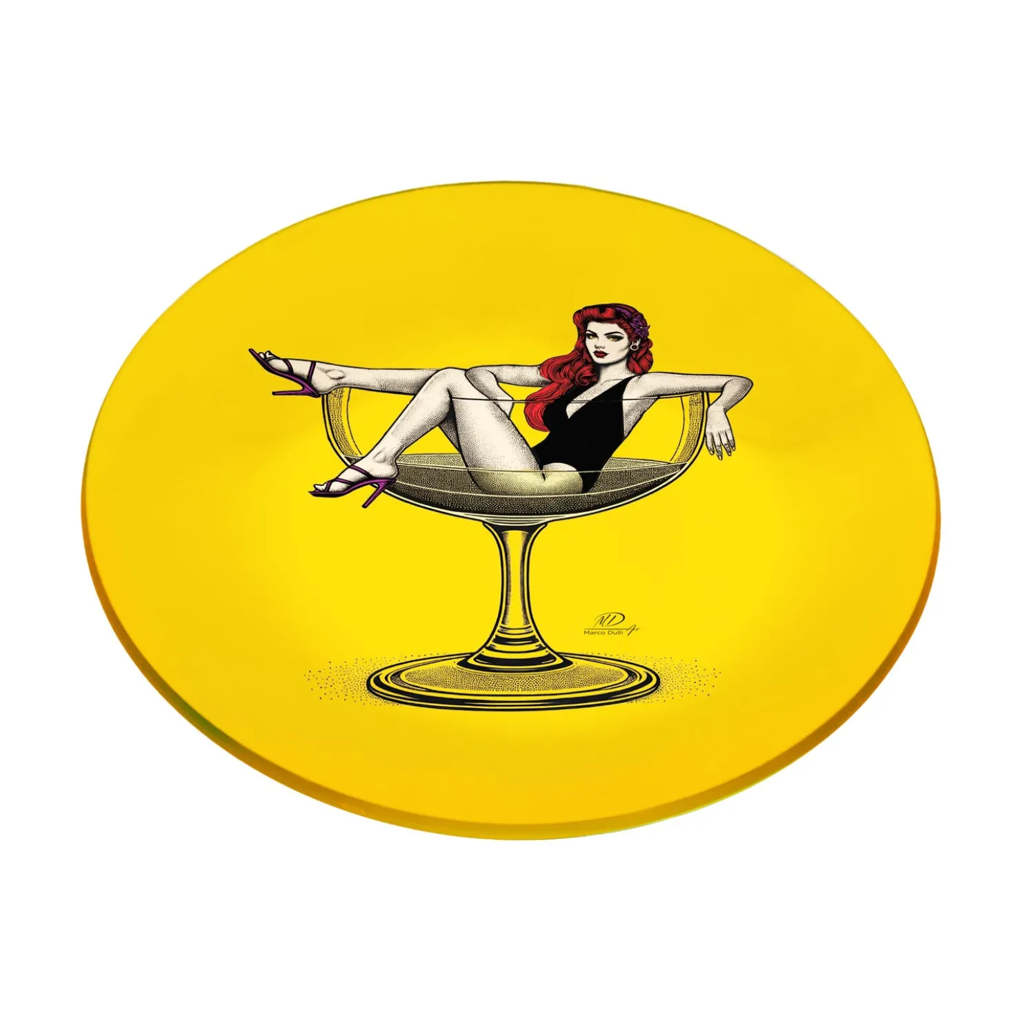 Piattino decorativo vetro 22 cm Cocktail giallo
