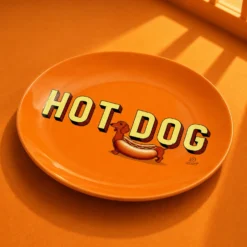 Piattino decorativo vetro 15 cm Hot dog arancione