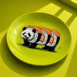 Piattino decorativo vetro 15 cm Panda sushi verde