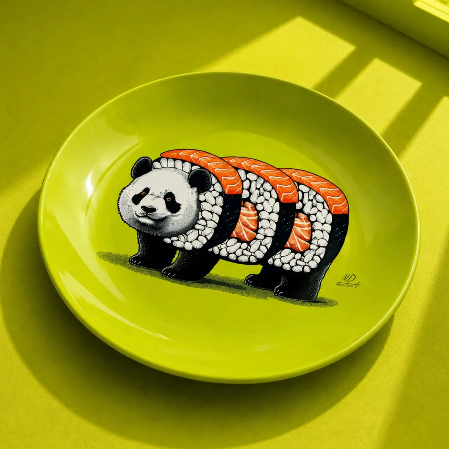 Piattino decorativo vetro 15 cm Panda sushi verde