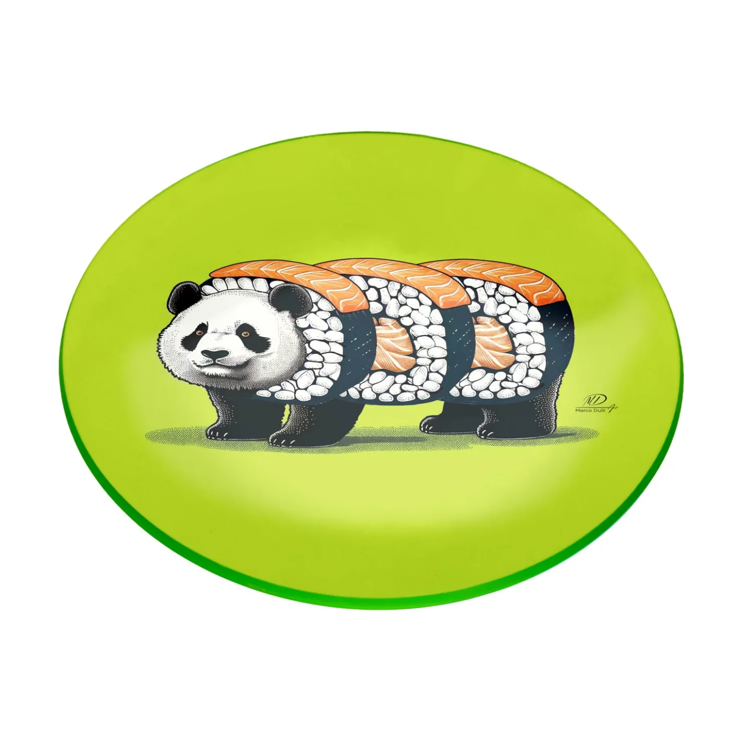 Piattino decorativo vetro 15 cm Panda sushi verde