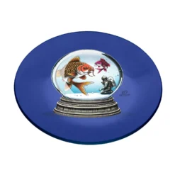 Piattino decorativo vetro 15 cm Pesci blu