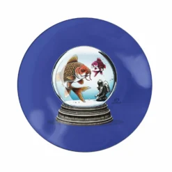 Piattino decorativo vetro 15 cm Pesci blu