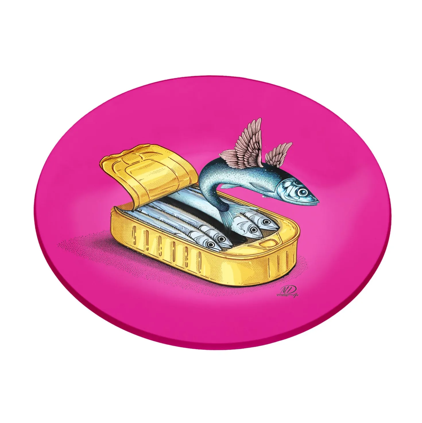 Piattino decorativo vetro 22 cm Sardine rosa