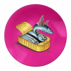 Piattino decorativo vetro 22 cm Sardine rosa