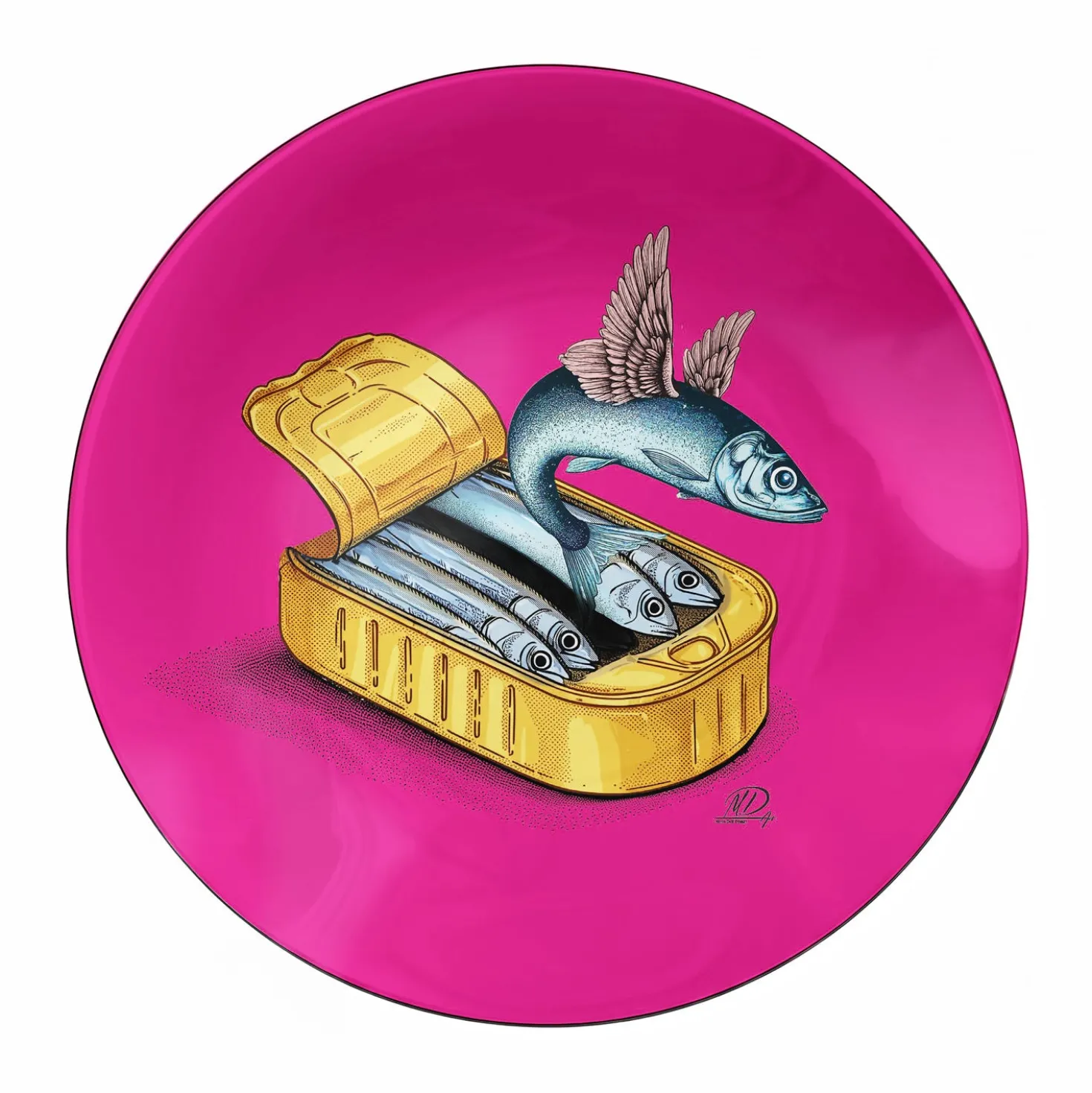 Piattino decorativo vetro 22 cm Sardine rosa