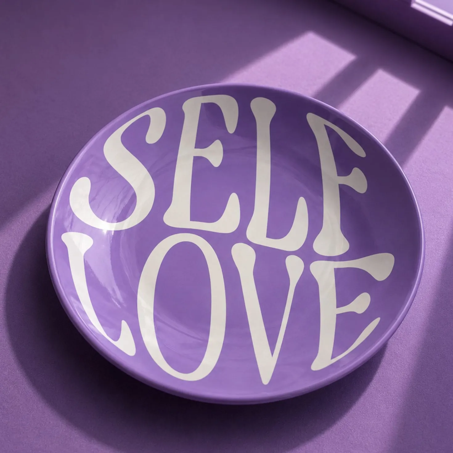 Piattino decorativo vetro 18 cm Self Love viola