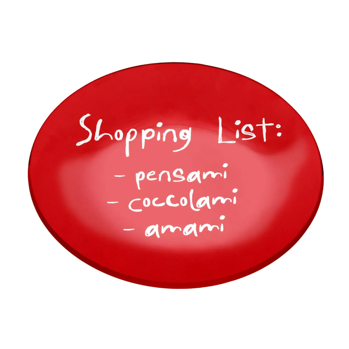 Piattino decorativo vetro 18 cm Shopping List rosso