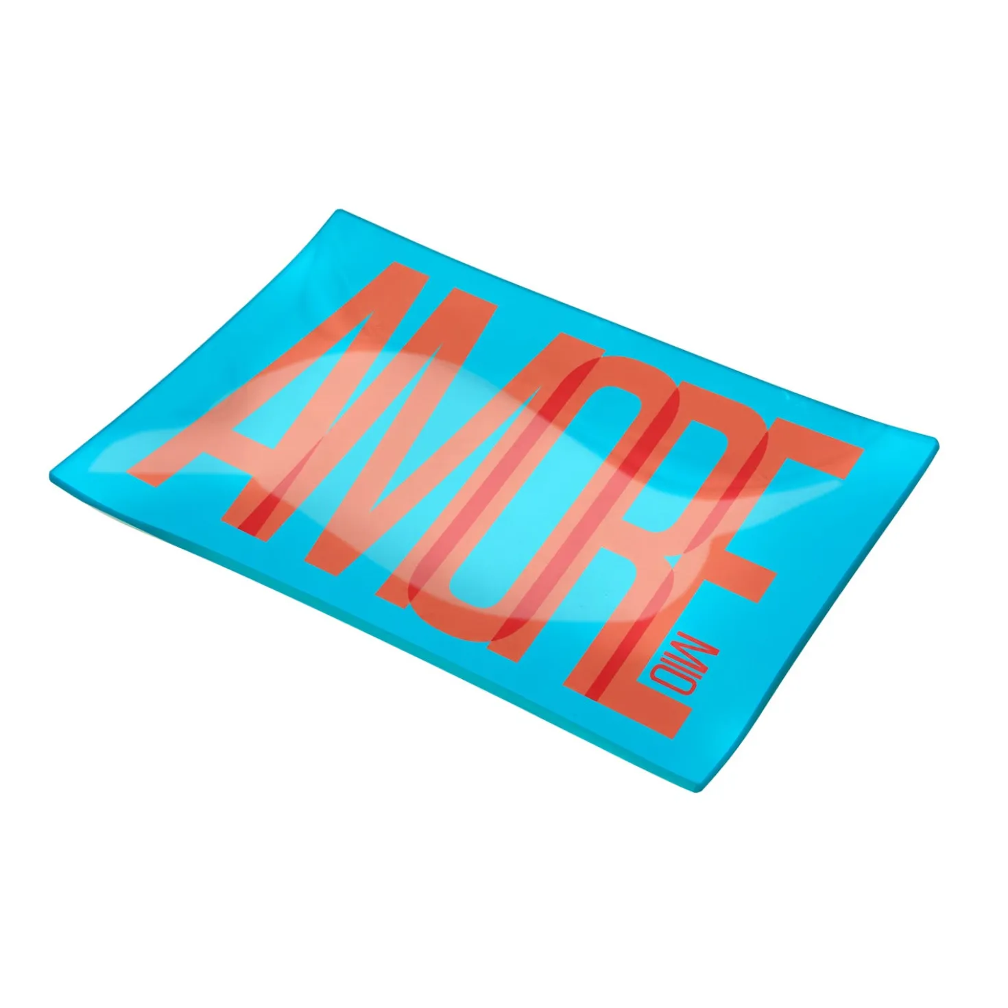 Piattino decorativo vetro 22x15 cm Amore azzurro